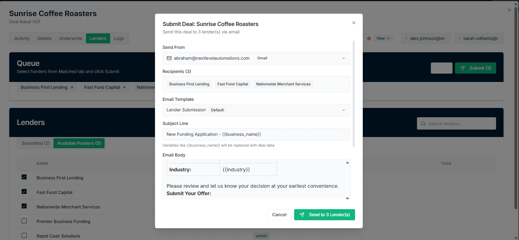 One-Click Lender Submission
